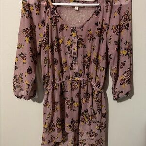 Floral Scoop Neck Women’s Dress in Dusty Rose